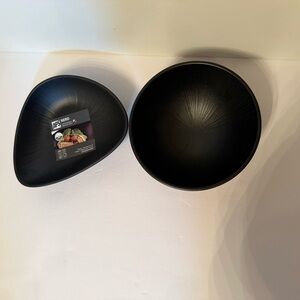 APS GERMANY NEW 2 BOWLS SERVEWARE NERO BLACK MELAMINE HOME DINING